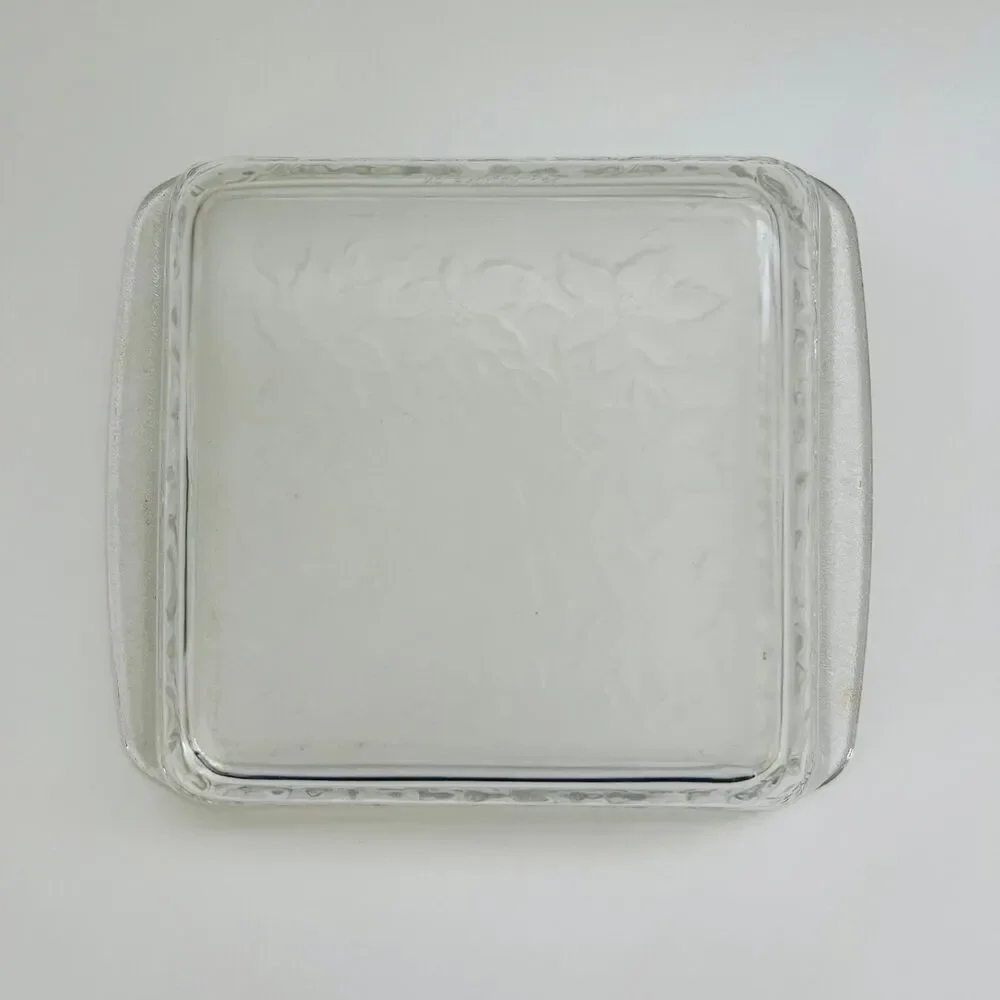 PRINCESS HOUSE Fantasia Embossed Poinsettia Floral Glass Square Baking Dish